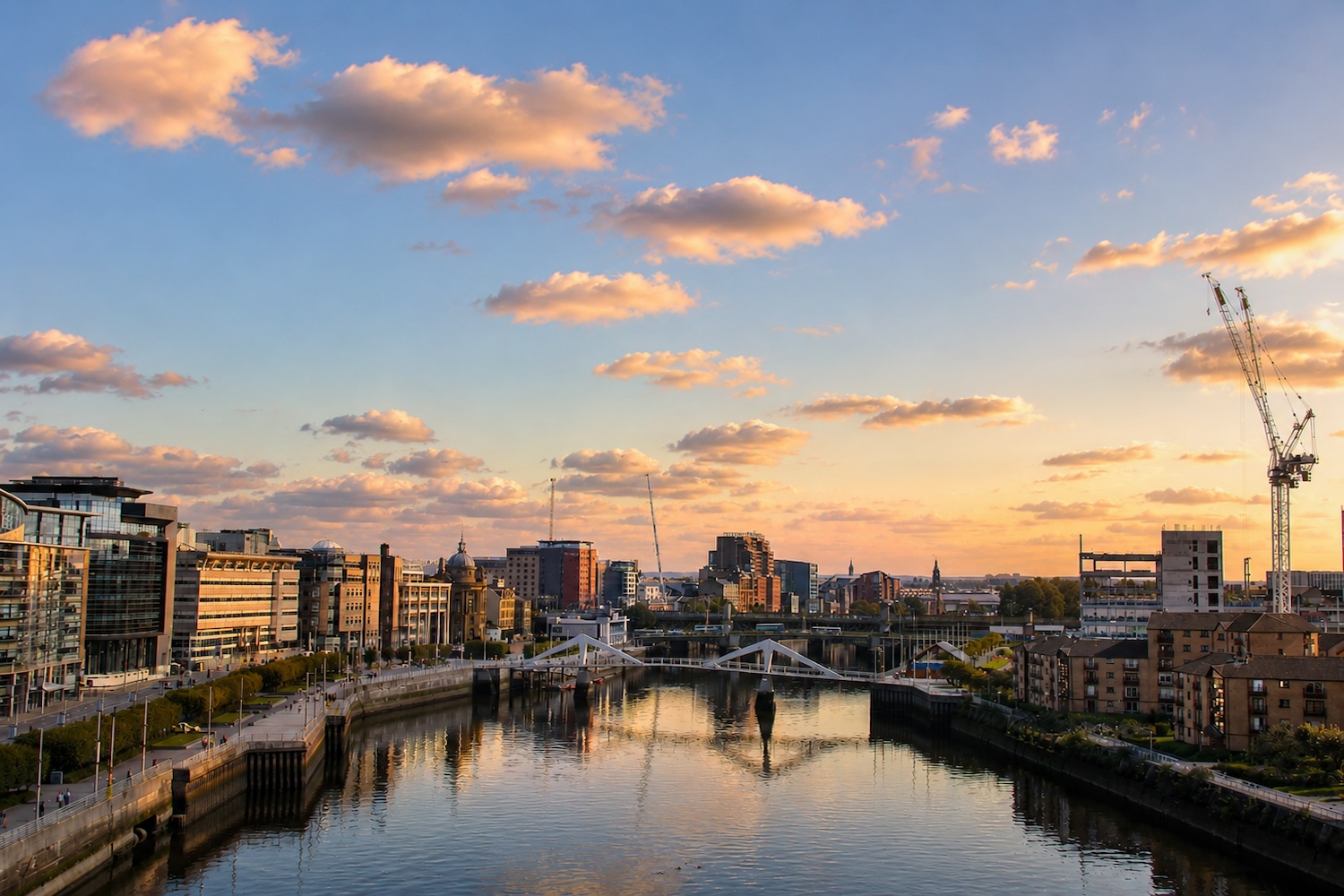 Glasgow City Clyde River Sunset